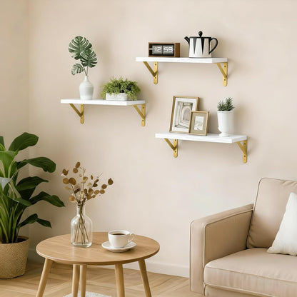 Wall Floating Shelves for Home Decor (Brown, Set of 4, 16.5 Inch)
