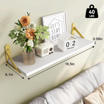 Wall Floating Shelves for Home Decor (Brown, Set of 4, 16.5 Inch)