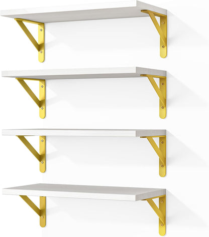 Wall Floating Shelves for Home Decor (Brown, Set of 4, 16.5 Inch)