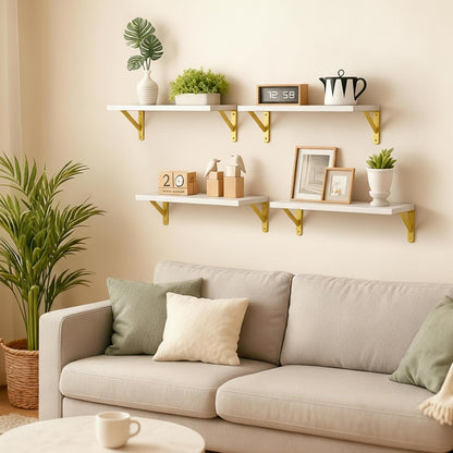 Wall Floating Shelves for Home Decor (Brown, Set of 4, 16.5 Inch)