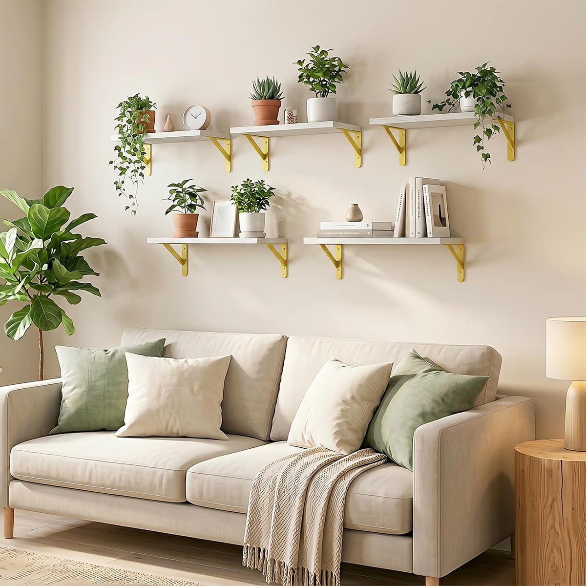Wall Floating Shelves for Home Decor (Brown, Set of 4, 16.5 Inch)