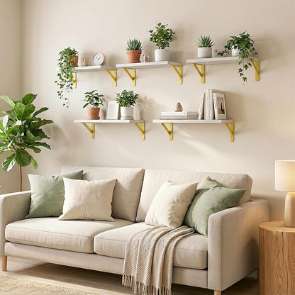 Wall Floating Shelves for Home Decor (Brown, Set of 4, 16.5 Inch)