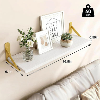 Wall Floating Shelves for Home Decor (Brown, Set of 4, 16.5 Inch)