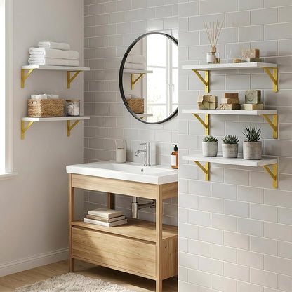 Wall Floating Shelves for Home Decor (Brown, Set of 4, 16.5 Inch)