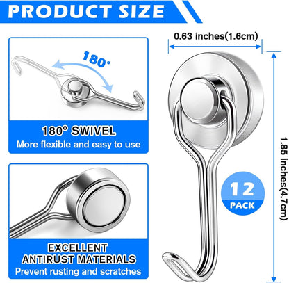 Measuring Cup and Spoon Organizer, 12 Pack 30lbs Strong Magnetic Hooks