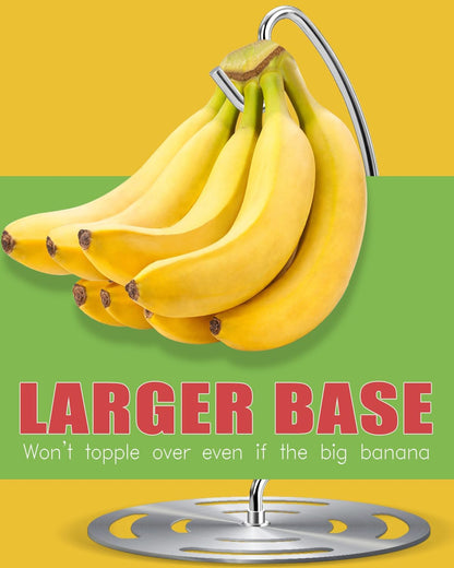 Banana Holder Stand Stainless Steel, Modern Banana Tree Hanger with Larger Base & Won't Topple Over, Banana Hanger Rack for Any Kitchen Countertop (‎Silver)