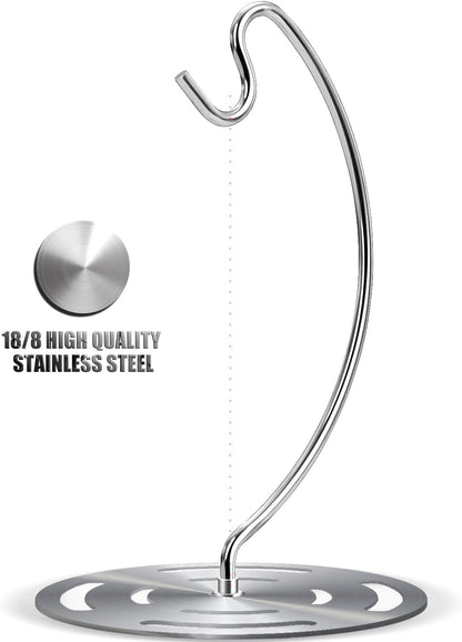 Banana Holder Stand Stainless Steel, Modern Banana Tree Hanger with Larger Base & Won't Topple Over, Banana Hanger Rack for Any Kitchen Countertop (‎Silver)