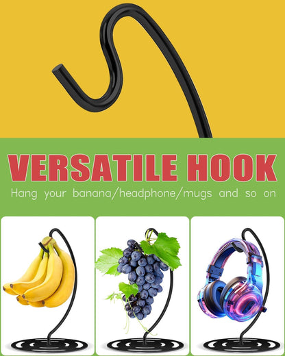 Banana Holder Stand Stainless Steel, Modern Banana Tree Hanger with Larger Base & Won't Topple Over, Banana Hanger Rack for Any Kitchen Countertop (‎Silver)