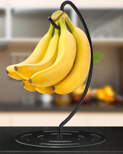 Banana Holder Stand Stainless Steel, Modern Banana Tree Hanger with Larger Base & Won't Topple Over, Banana Hanger Rack for Any Kitchen Countertop (‎Silver)