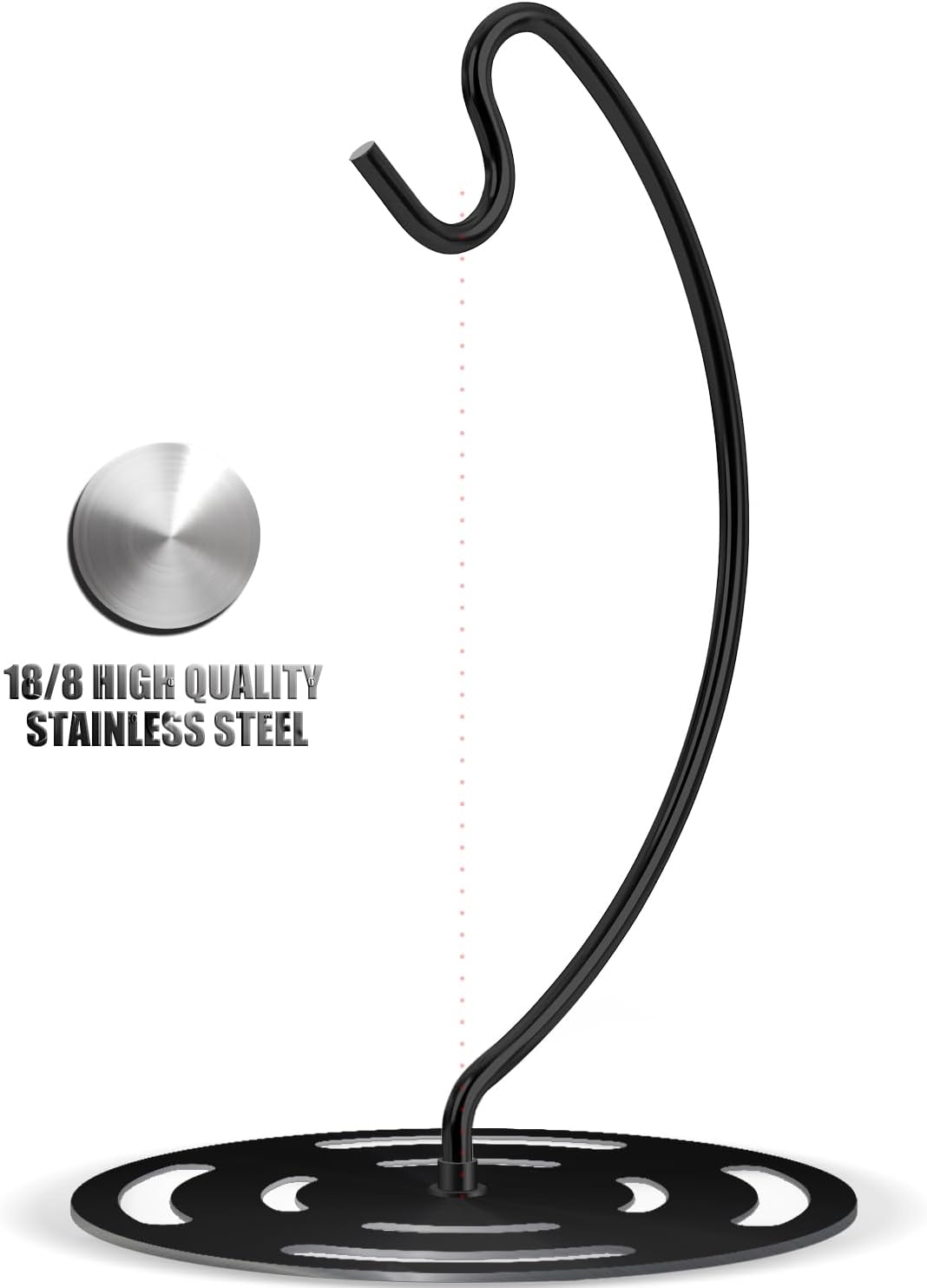 Banana Holder Stand Stainless Steel, Modern Banana Tree Hanger with Larger Base & Won't Topple Over, Banana Hanger Rack for Any Kitchen Countertop (‎Silver)
