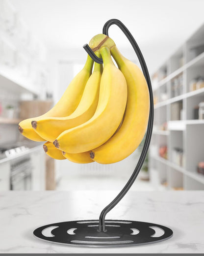 Banana Holder Stand Stainless Steel, Modern Banana Tree Hanger with Larger Base & Won't Topple Over, Banana Hanger Rack for Any Kitchen Countertop (‎Silver)