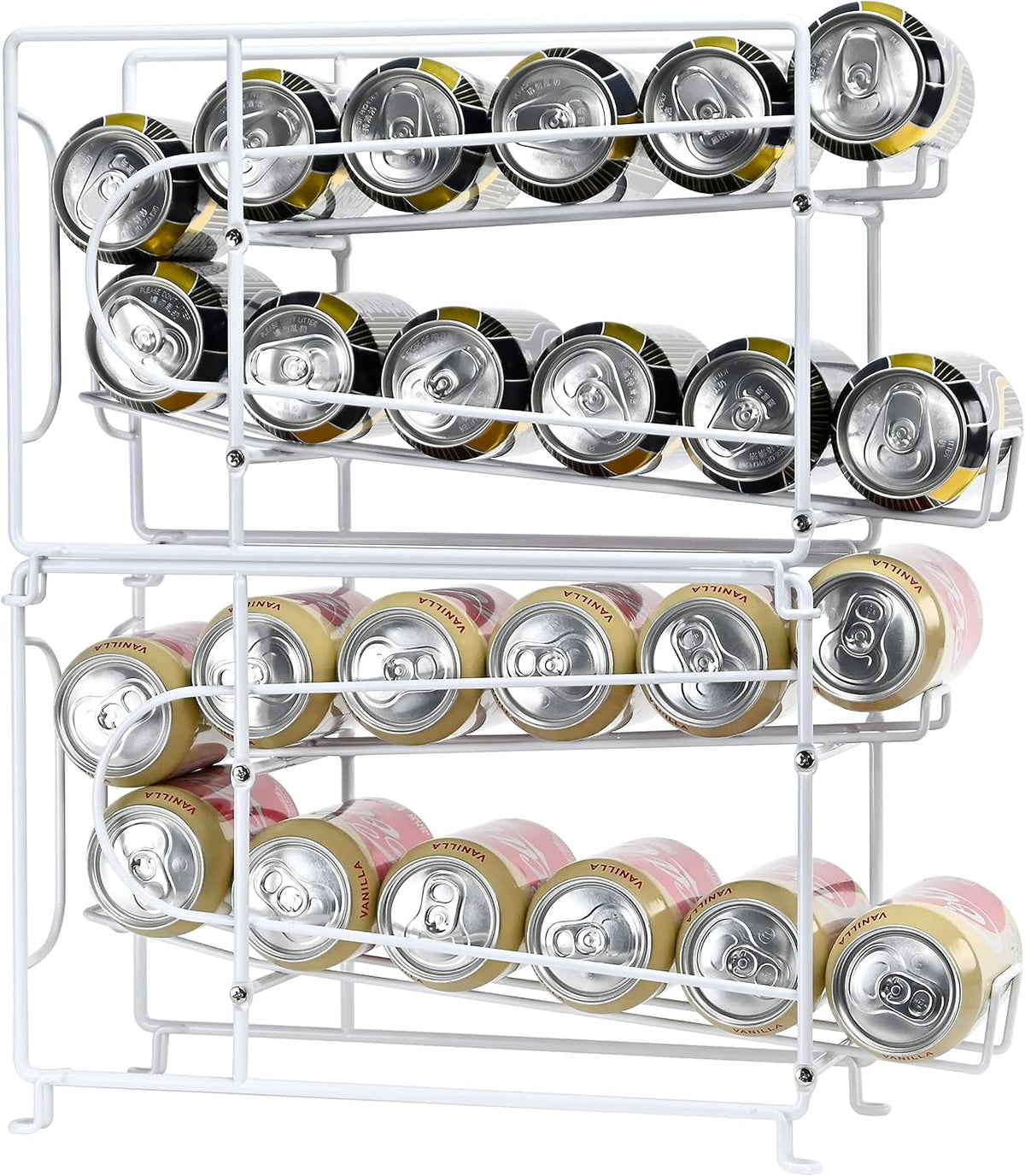 Beverage Can Dispneser Organizer, Stackable Shelves for Storage for Pantry, Black- 2 Pack