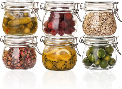 78oz Glass Food Storage Jars with Airtight Clamp Lids, 3 Pack Wide Mouth Large Kitchen Canisters for Flour, Cereal, Beans, Pasta and Canning, Square Mason Jar with Labels