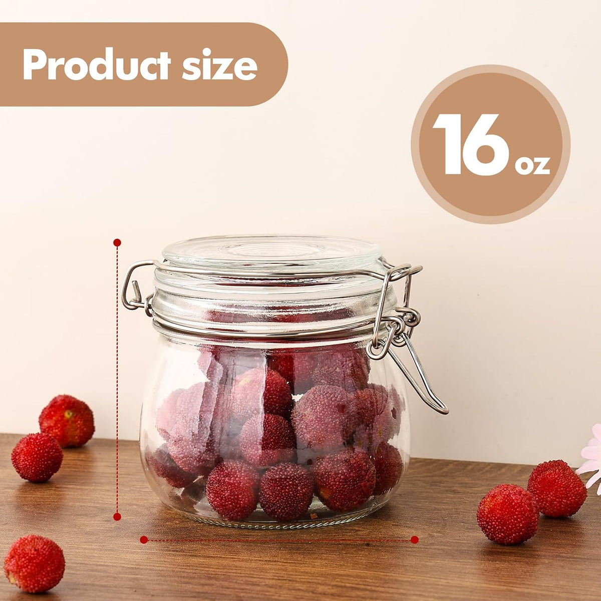 78oz Glass Food Storage Jars with Airtight Clamp Lids, 3 Pack Wide Mouth Large Kitchen Canisters for Flour, Cereal, Beans, Pasta and Canning, Square Mason Jar with Labels