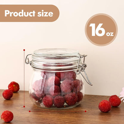 78oz Glass Food Storage Jars with Airtight Clamp Lids, 3 Pack Wide Mouth Large Kitchen Canisters for Flour, Cereal, Beans, Pasta and Canning, Square Mason Jar with Labels