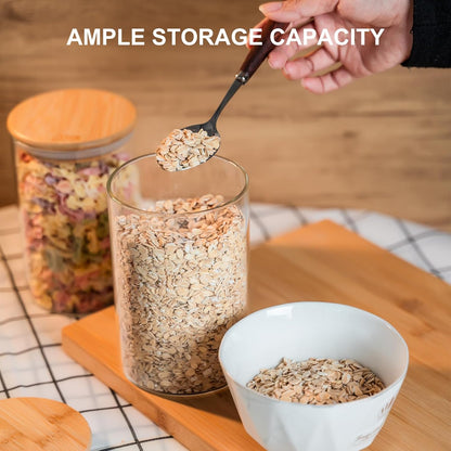 78oz Glass Food Storage Jars with Airtight Clamp Lids, 3 Pack Wide Mouth Large Kitchen Canisters for Flour, Cereal, Beans, Pasta and Canning, Square Mason Jar with Labels