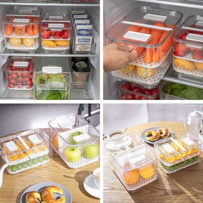2 Pack Deli Meat Container for Fridge, Bacon Container with Lids for Refrigerator Fruit, Cold Cuts, Cheese Keeper Marinade Tray, Stackable Freezer Storage Containers