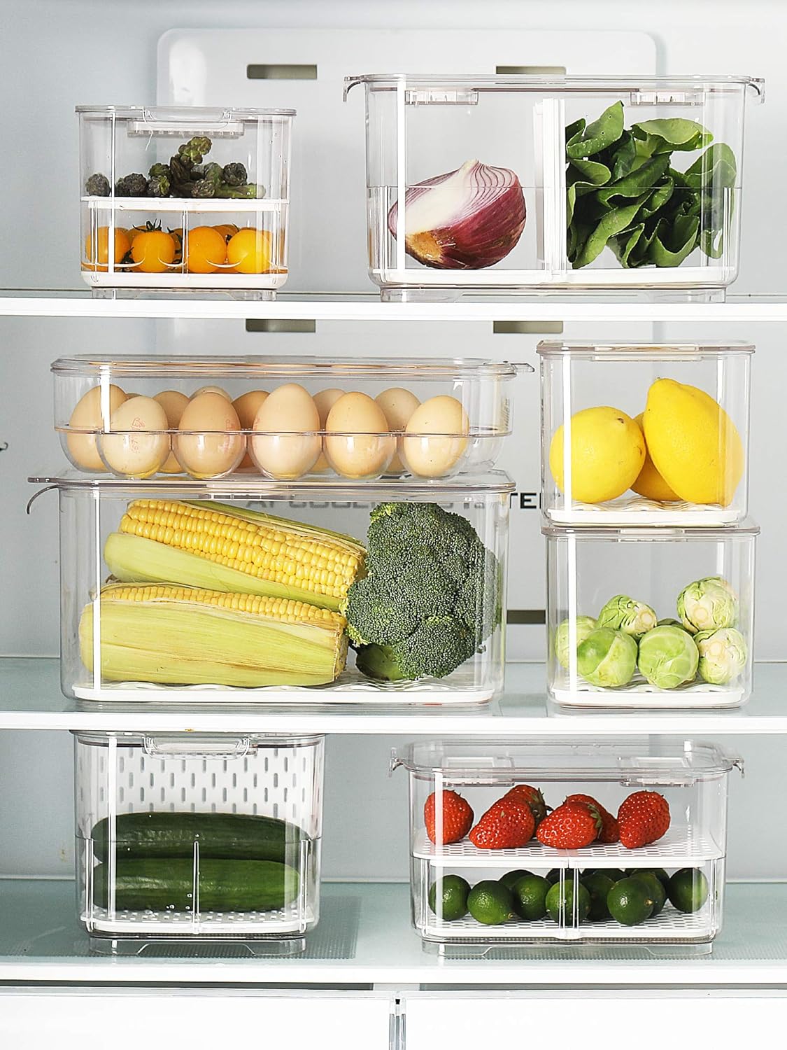 2 Pack Deli Meat Container for Fridge, Bacon Container with Lids for Refrigerator Fruit, Cold Cuts, Cheese Keeper Marinade Tray, Stackable Freezer Storage Containers