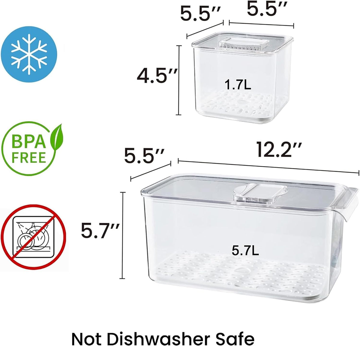 2 Pack Deli Meat Container for Fridge, Bacon Container with Lids for Refrigerator Fruit, Cold Cuts, Cheese Keeper Marinade Tray, Stackable Freezer Storage Containers