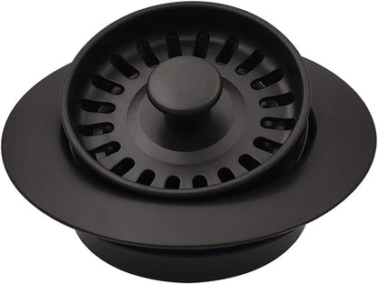Garbage Disposal Strainer and Stopper with Decorative Disposal Flange in Black, Fit 3.5 Inch Standard Drain Hole