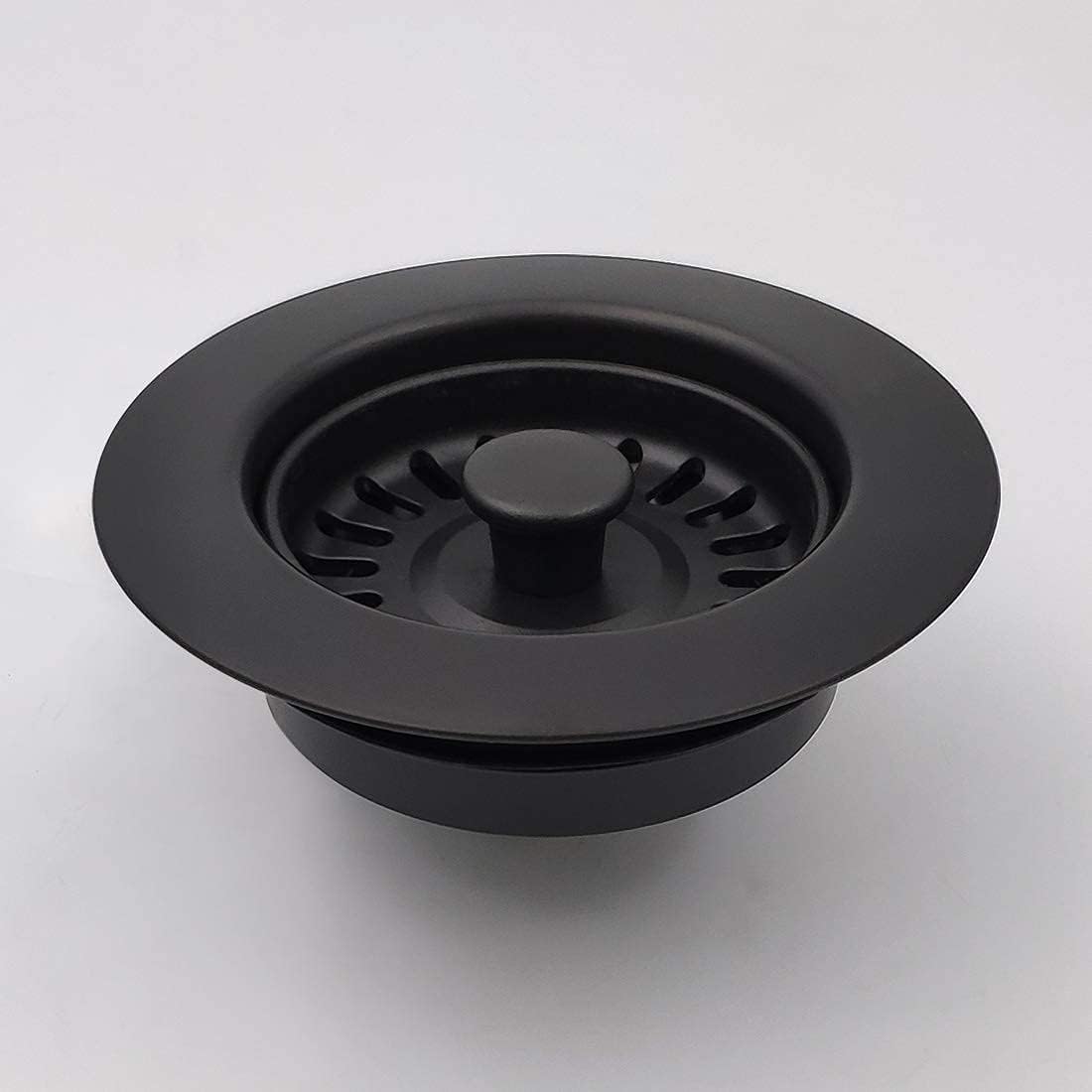 Garbage Disposal Strainer and Stopper with Decorative Disposal Flange in Black, Fit 3.5 Inch Standard Drain Hole