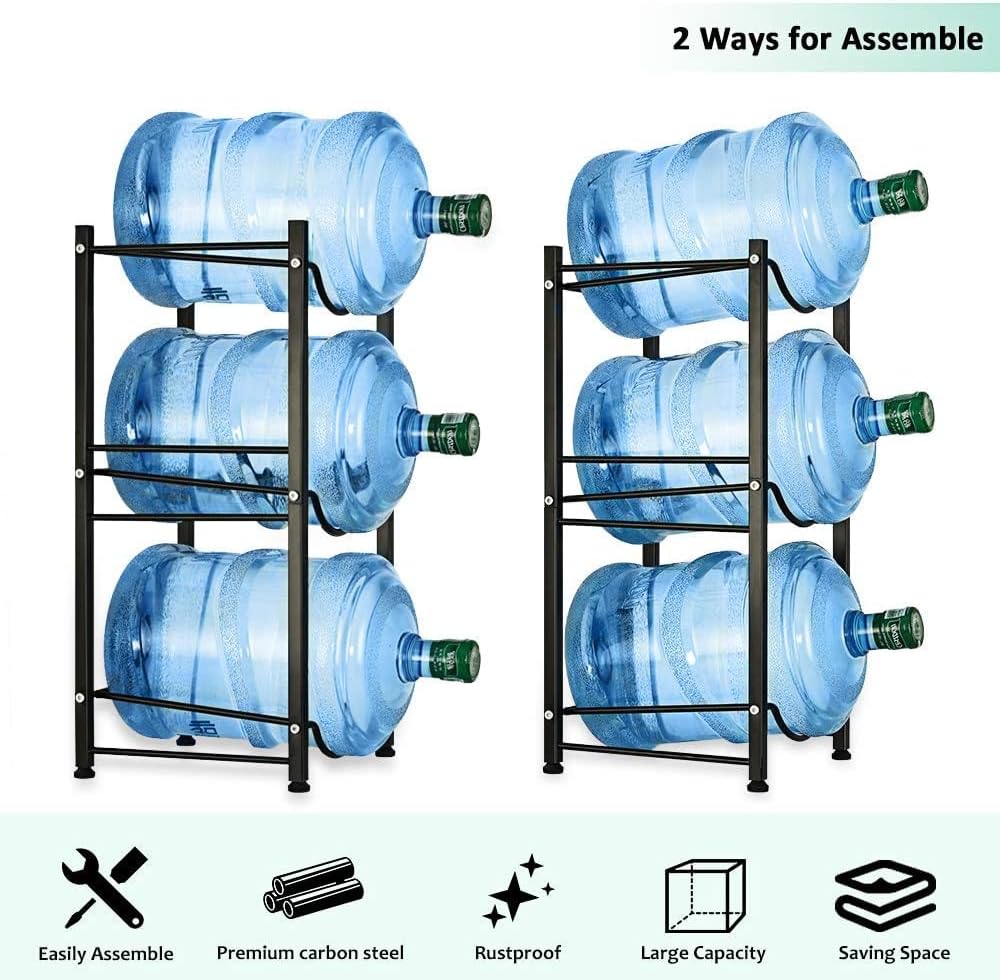 Water Cooler Jug Rack, 4-Tier Heavy Duty Water Bottle Holder Storage Rack for 5 Gallon Water Dispenser, 5 Gallon Water bottle Holder, 5 Gallon Water Jug Holder