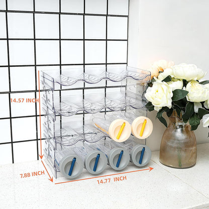 2 Pack Stackable Wine and Water Bottle Holder Free-Standing Fridge Wine Bottle Organizers Clear Plastic Water Bottle Holder for Cabinet,Refrigerator,Pantry,Kitchen Countertops,Holds 8 Bottles