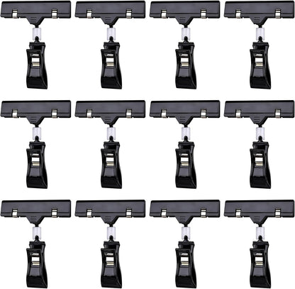 12 Pcs Clear Sign Holder Clips for Display, Rotatable Double Sided Clip, Plastic Price Rack Shelf Clips, Swivel Sign Clips for Sale Retail Display,Merchandising Pop Clips for Retail Rack, Baskets