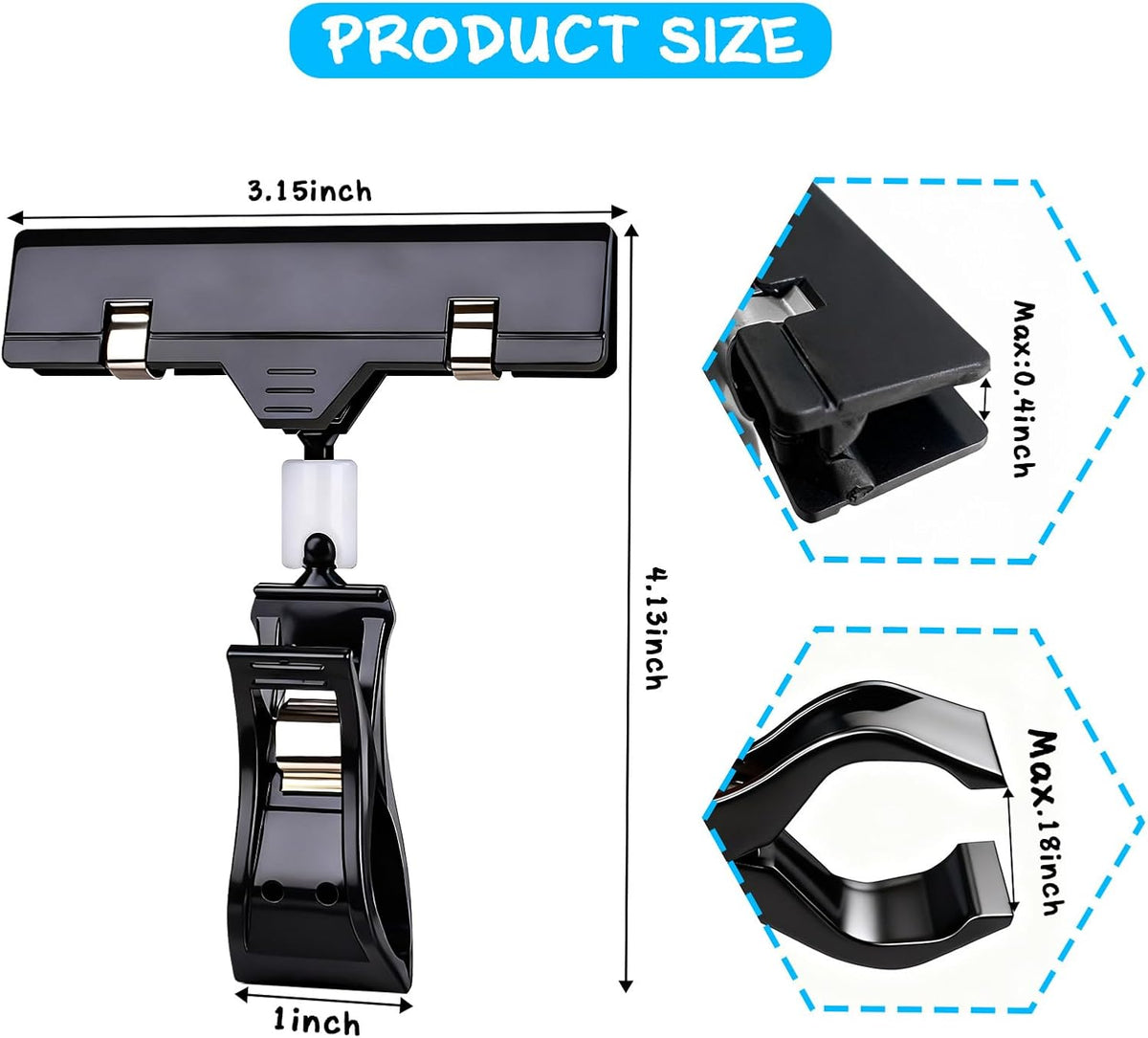 12 Pcs Clear Sign Holder Clips for Display, Rotatable Double Sided Clip, Plastic Price Rack Shelf Clips, Swivel Sign Clips for Sale Retail Display,Merchandising Pop Clips for Retail Rack, Baskets