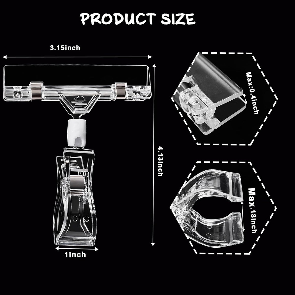 12 Pcs Clear Sign Holder Clips for Display, Rotatable Double Sided Clip, Plastic Price Rack Shelf Clips, Swivel Sign Clips for Sale Retail Display,Merchandising Pop Clips for Retail Rack, Baskets