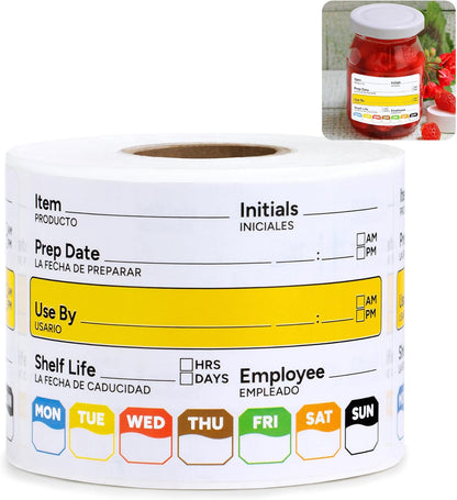 Restaurant Quality Shelf Life Food Rotation Labels Vinyl, 2” x 3” Self-Adhesive Removable Freezer Food Labels Stickers, Perfect for Reusable Containers, Food Date Sticker (Large, Count, 2)