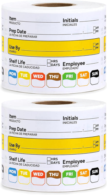 Restaurant Quality Shelf Life Food Rotation Labels Vinyl, 2” x 3” Self-Adhesive Removable Freezer Food Labels Stickers, Perfect for Reusable Containers, Food Date Sticker (Large, Count, 2)
