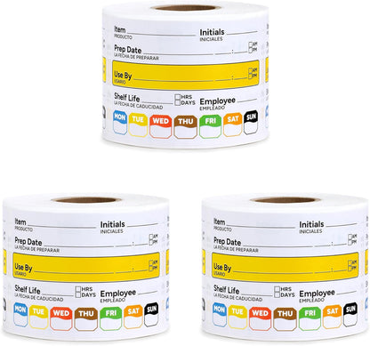 Restaurant Quality Shelf Life Food Rotation Labels Vinyl, 2” x 3” Self-Adhesive Removable Freezer Food Labels Stickers, Perfect for Reusable Containers, Food Date Sticker (Large, Count, 2)