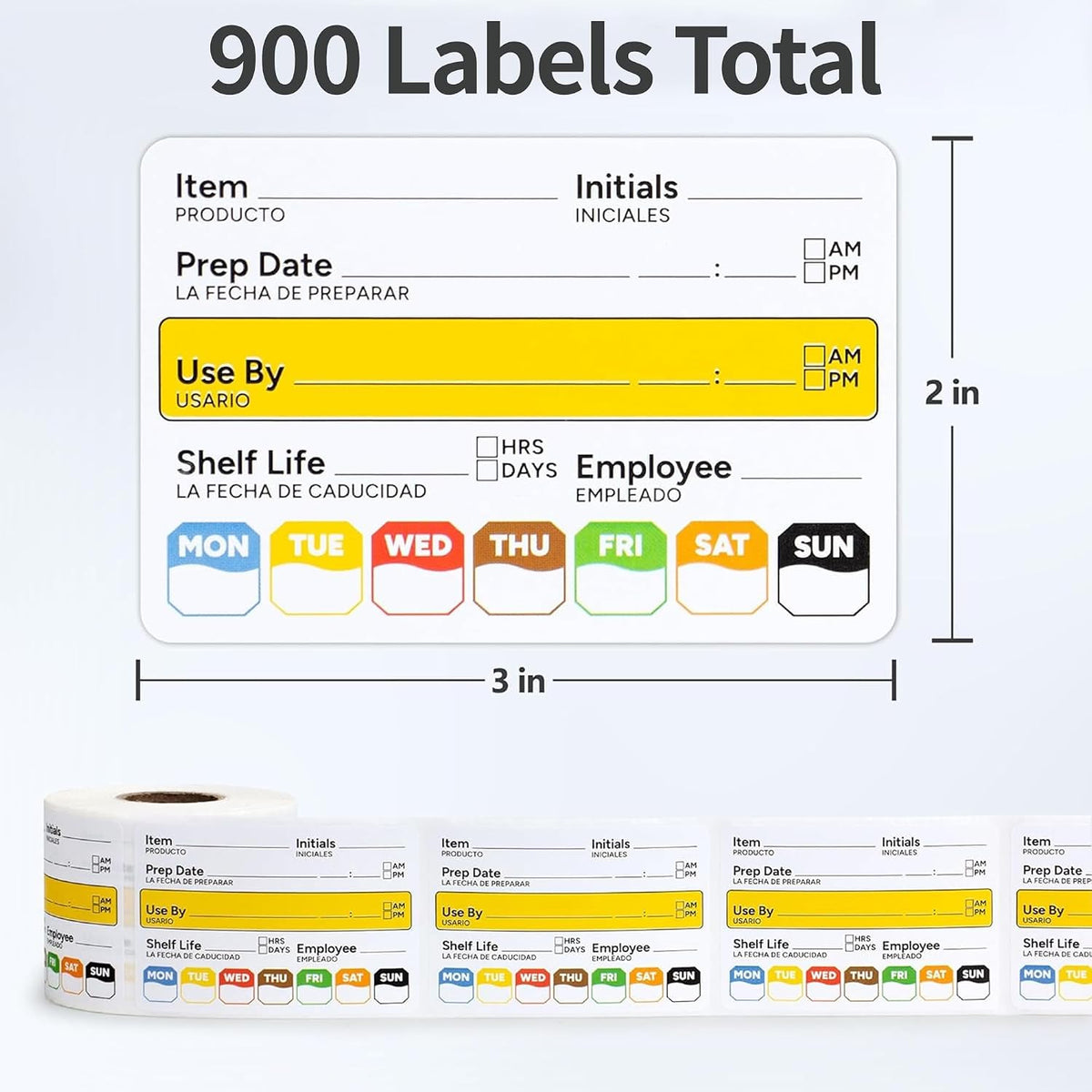 Restaurant Quality Shelf Life Food Rotation Labels Vinyl, 2” x 3” Self-Adhesive Removable Freezer Food Labels Stickers, Perfect for Reusable Containers, Food Date Sticker (Large, Count, 2)