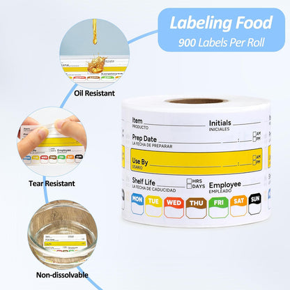 Restaurant Quality Shelf Life Food Rotation Labels Vinyl, 2” x 3” Self-Adhesive Removable Freezer Food Labels Stickers, Perfect for Reusable Containers, Food Date Sticker (Large, Count, 2)