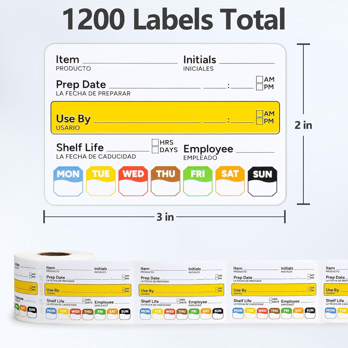 Restaurant Quality Shelf Life Food Rotation Labels Vinyl, 2” x 3” Self-Adhesive Removable Freezer Food Labels Stickers, Perfect for Reusable Containers, Food Date Sticker (Large, Count, 2)