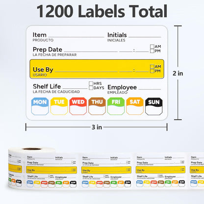 Restaurant Quality Shelf Life Food Rotation Labels Vinyl, 2” x 3” Self-Adhesive Removable Freezer Food Labels Stickers, Perfect for Reusable Containers, Food Date Sticker (Large, Count, 2)