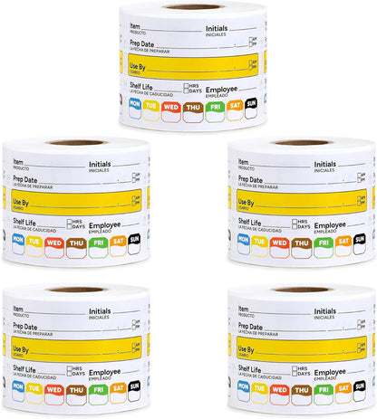 Restaurant Quality Shelf Life Food Rotation Labels Vinyl, 2” x 3” Self-Adhesive Removable Freezer Food Labels Stickers, Perfect for Reusable Containers, Food Date Sticker (Large, Count, 2)