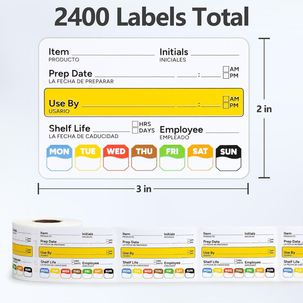 Restaurant Quality Shelf Life Food Rotation Labels Vinyl, 2” x 3” Self-Adhesive Removable Freezer Food Labels Stickers, Perfect for Reusable Containers, Food Date Sticker (Large, Count, 2)