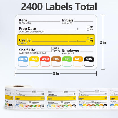 Restaurant Quality Shelf Life Food Rotation Labels Vinyl, 2” x 3” Self-Adhesive Removable Freezer Food Labels Stickers, Perfect for Reusable Containers, Food Date Sticker (Large, Count, 2)