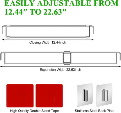 4 Pcs Rv Refrigerator Bars 12.44"-22.63" Adjustable Stainless Steel RV Fridge Tension Rods Refrigerator Accessories Extendable Food and Drink Stabilizers Prevent Messy Spills During Travel