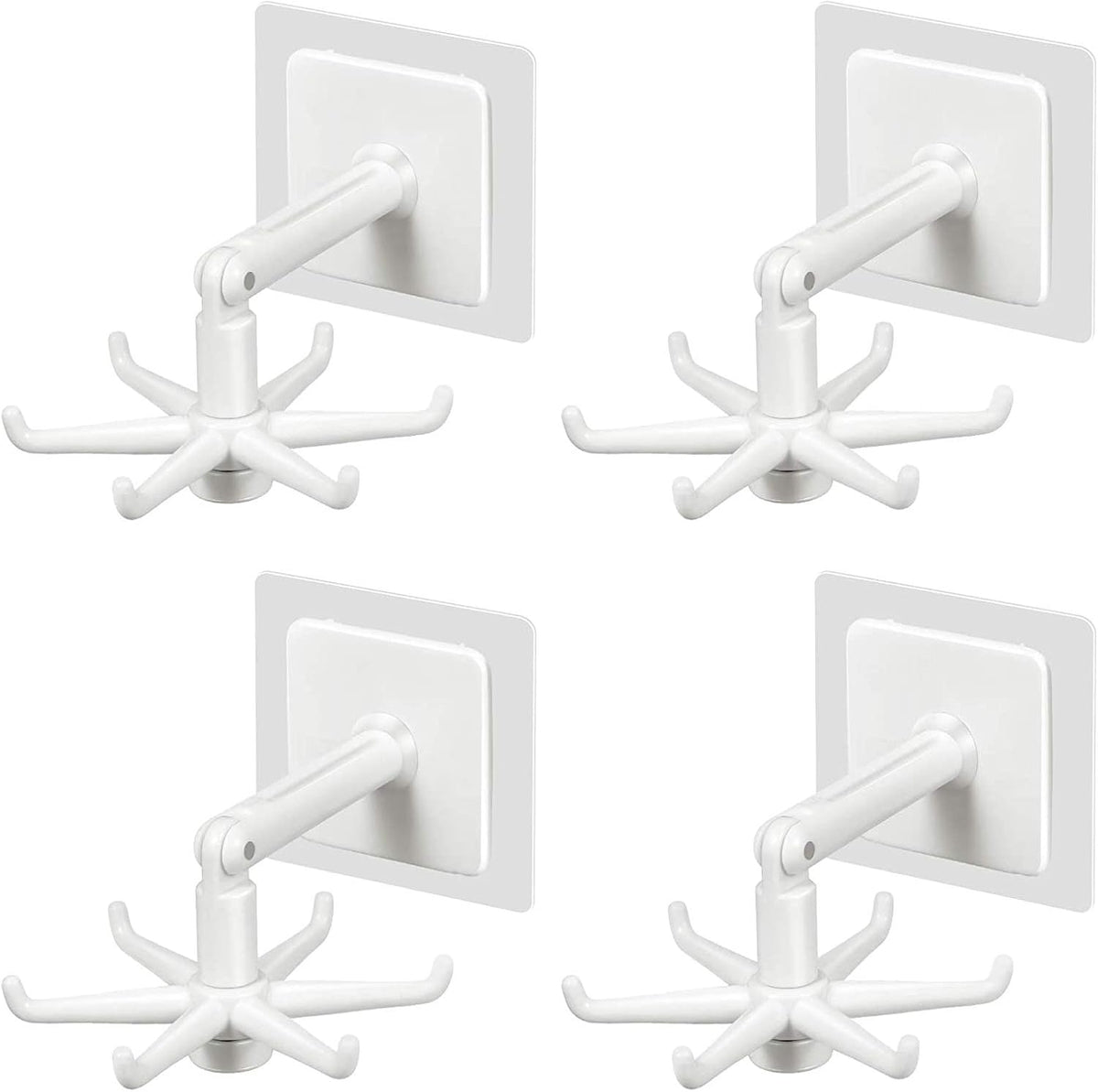 Hanging Utensil Holder Hooks Kitchen Utensil Hanger Wall Mount 360 Degrees Rotating Folding Hook Self Adhesive Hook Utensil Rack with 6 Hooks for Kitchen Bathroom Cabinet (4 Black)