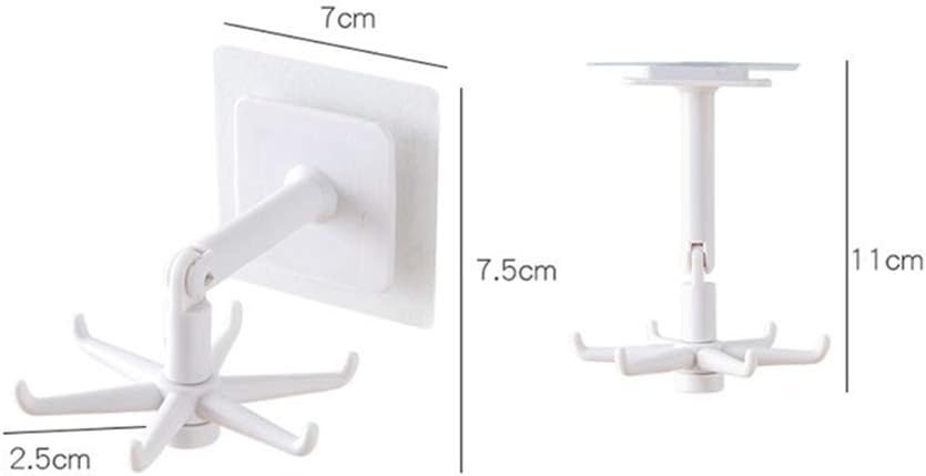 Hanging Utensil Holder Hooks Kitchen Utensil Hanger Wall Mount 360 Degrees Rotating Folding Hook Self Adhesive Hook Utensil Rack with 6 Hooks for Kitchen Bathroom Cabinet (4 Black)