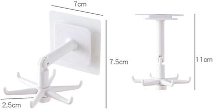 Hanging Utensil Holder Hooks Kitchen Utensil Hanger Wall Mount 360 Degrees Rotating Folding Hook Self Adhesive Hook Utensil Rack with 6 Hooks for Kitchen Bathroom Cabinet (4 Black)