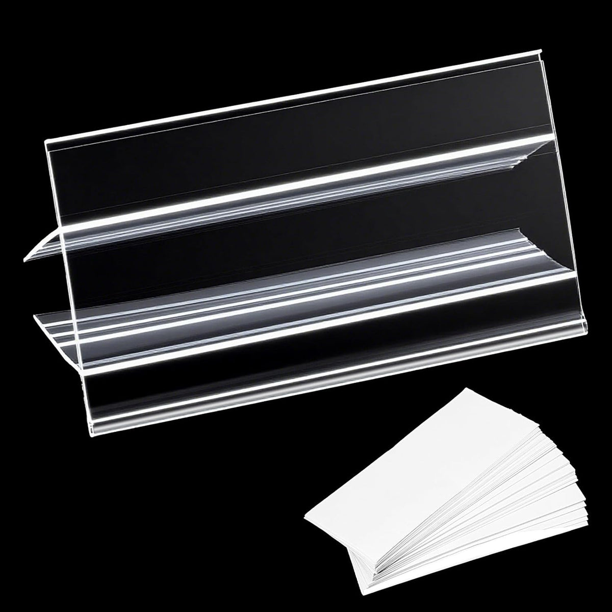 50 Pcs Wood Shelf Label Clear-Wire Shelf-Label-Holder Mini Clear Sign Display Holder PVC Clear Shelf Labels Holder with Label Inserts Clips On to Shelves18 mm Wooden Shelving