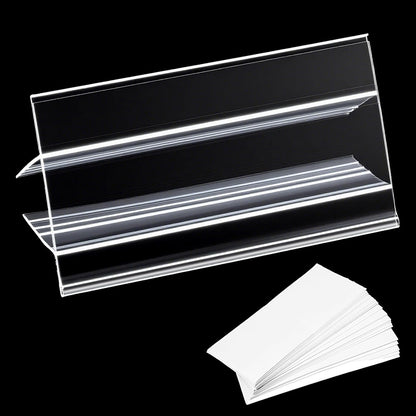 50 Pcs Wood Shelf Label Clear-Wire Shelf-Label-Holder Mini Clear Sign Display Holder PVC Clear Shelf Labels Holder with Label Inserts Clips On to Shelves18 mm Wooden Shelving