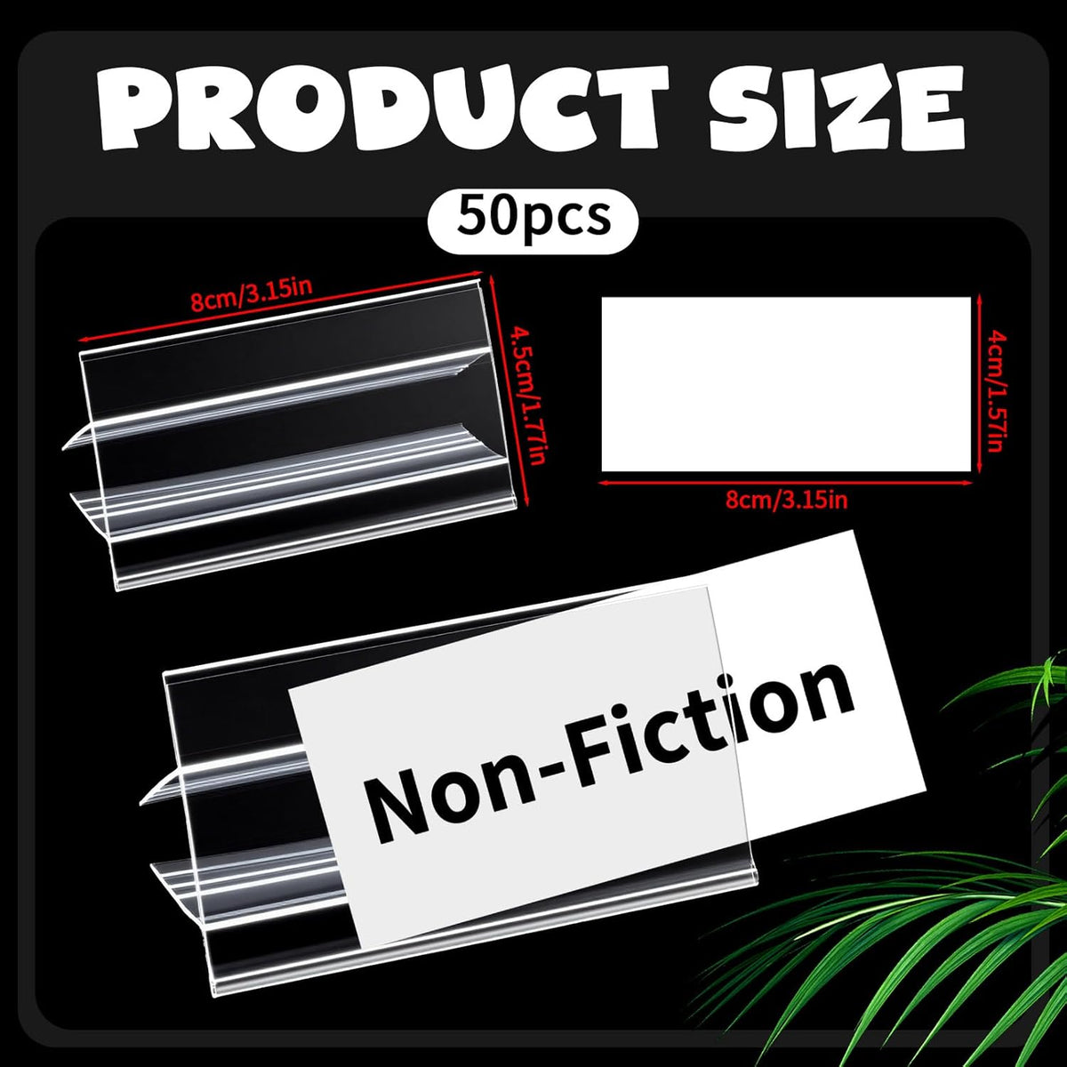 50 Pcs Wood Shelf Label Clear-Wire Shelf-Label-Holder Mini Clear Sign Display Holder PVC Clear Shelf Labels Holder with Label Inserts Clips On to Shelves18 mm Wooden Shelving