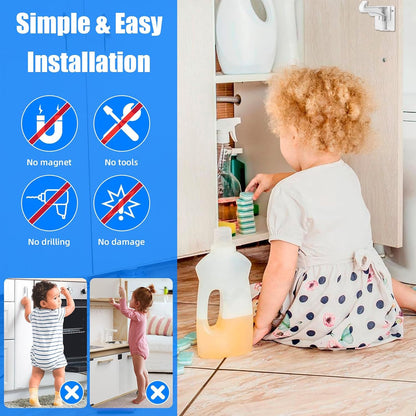 Upgraded Version Cabinet Locks Baby Proofing, Children Proof Cupboard Drawers Latches, No Drilling or Tools Required for Installation, Works with Cabinets & Drawers, Adhesive Easy Installation