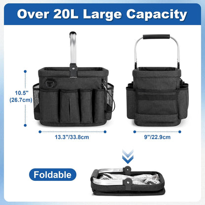 Cleaning Caddy Organizer with Handle,Black | Cleaning Tote Bag with Multiple Pockets for Cleaning Supplies, Products Storage, Housekeepers, Kitchen Cleaning Supplies