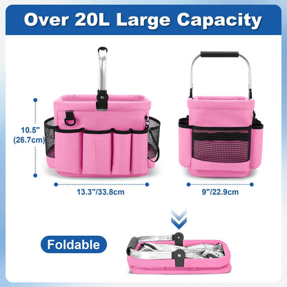 Cleaning Caddy Organizer with Handle,Black | Cleaning Tote Bag with Multiple Pockets for Cleaning Supplies, Products Storage, Housekeepers, Kitchen Cleaning Supplies